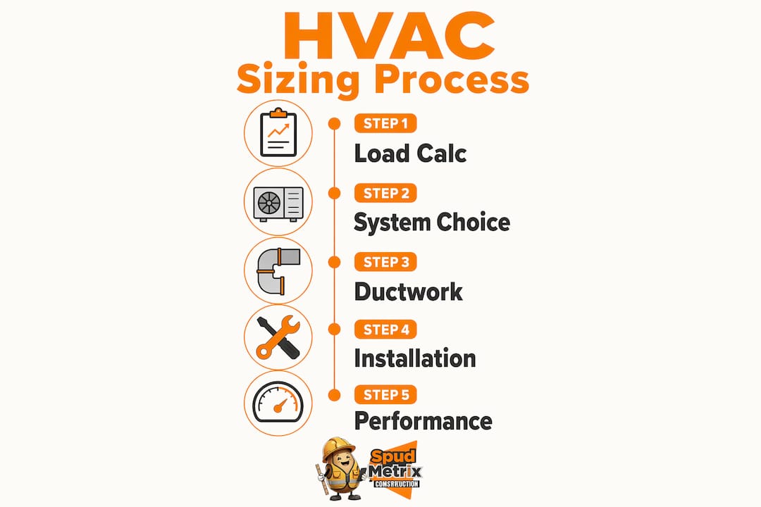 Infographic showing HVAC sizing steps process