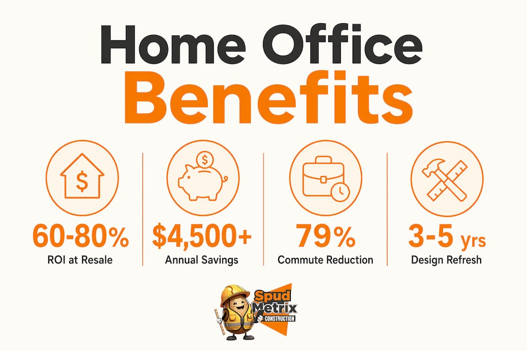 Infographic showing home office benefits with key statistics