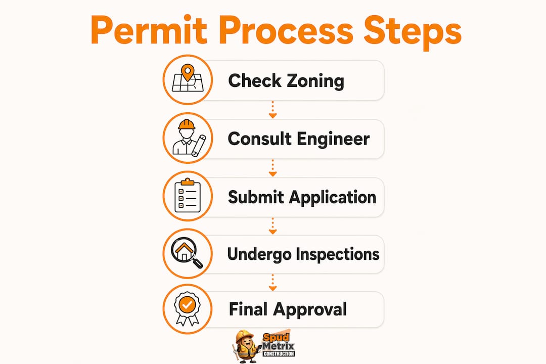 Infographic illustrating permit process steps for room additions