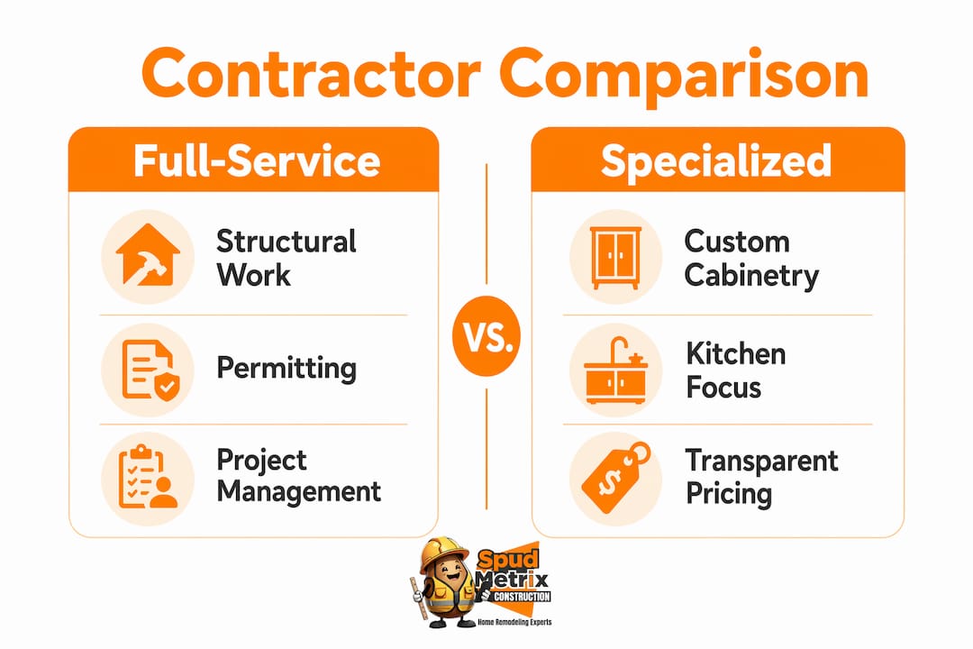 Infographic comparing full-service and specialized contractors
