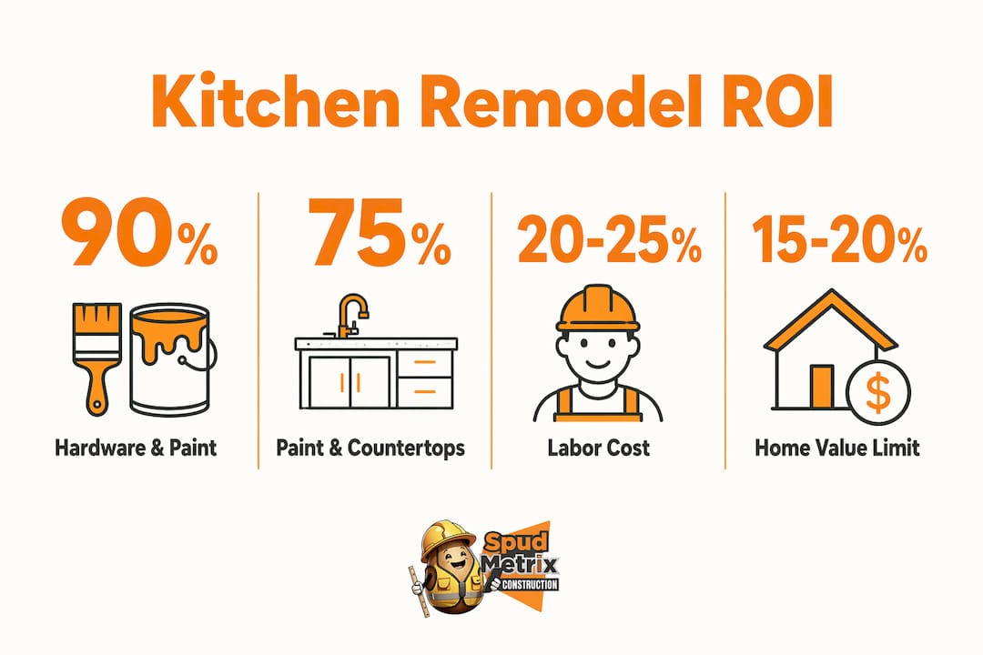Infographic showing kitchen remodel ROI key statistics