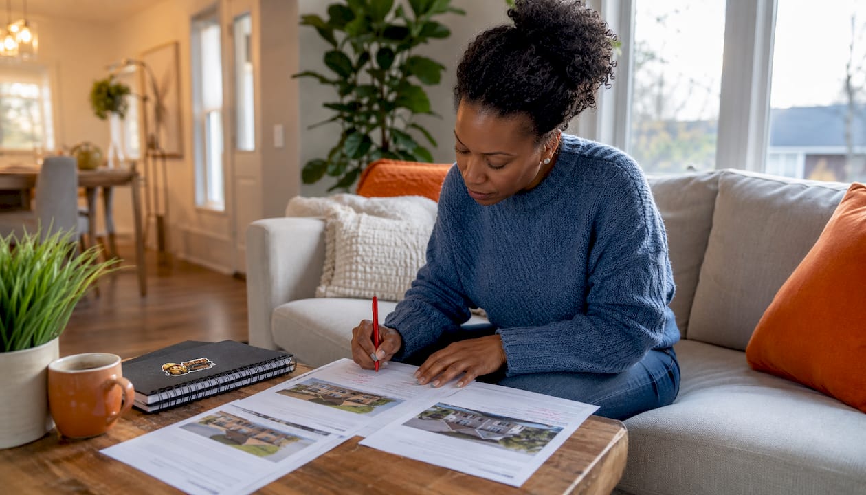 Hands marking adjustments on real estate comps