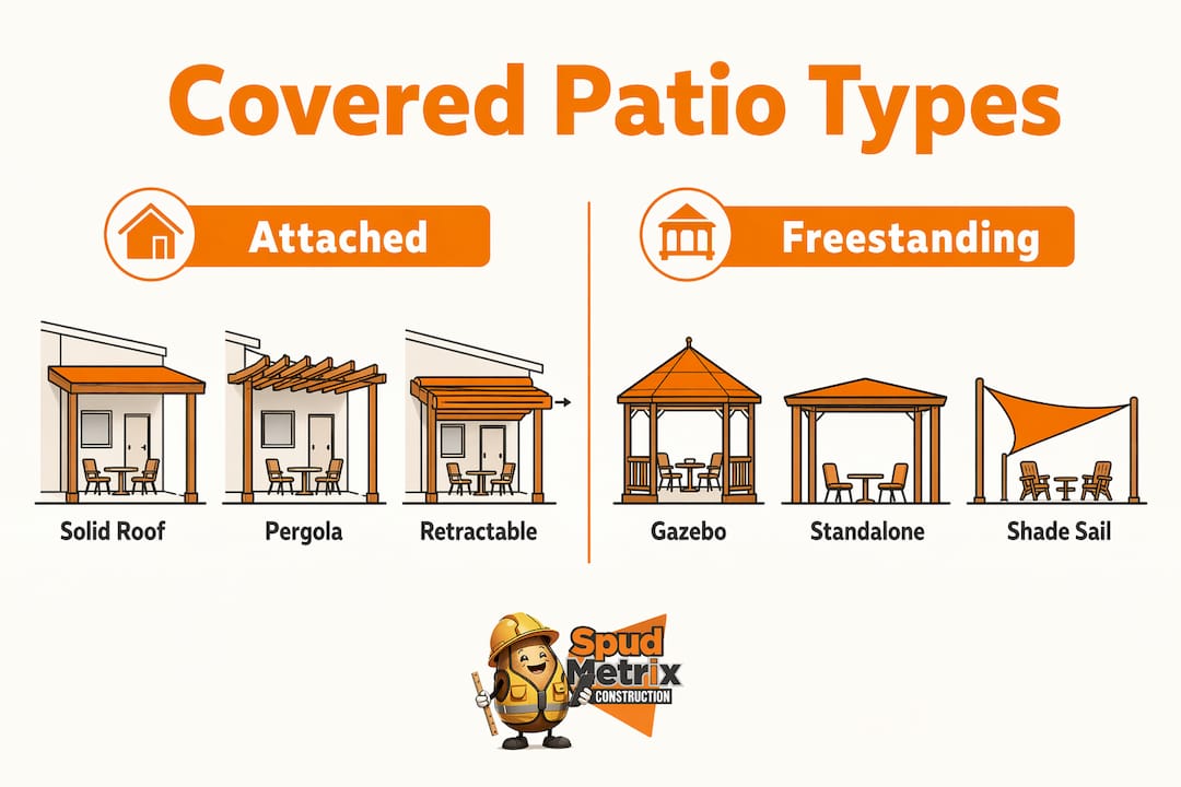 Infographic comparing types of covered patios