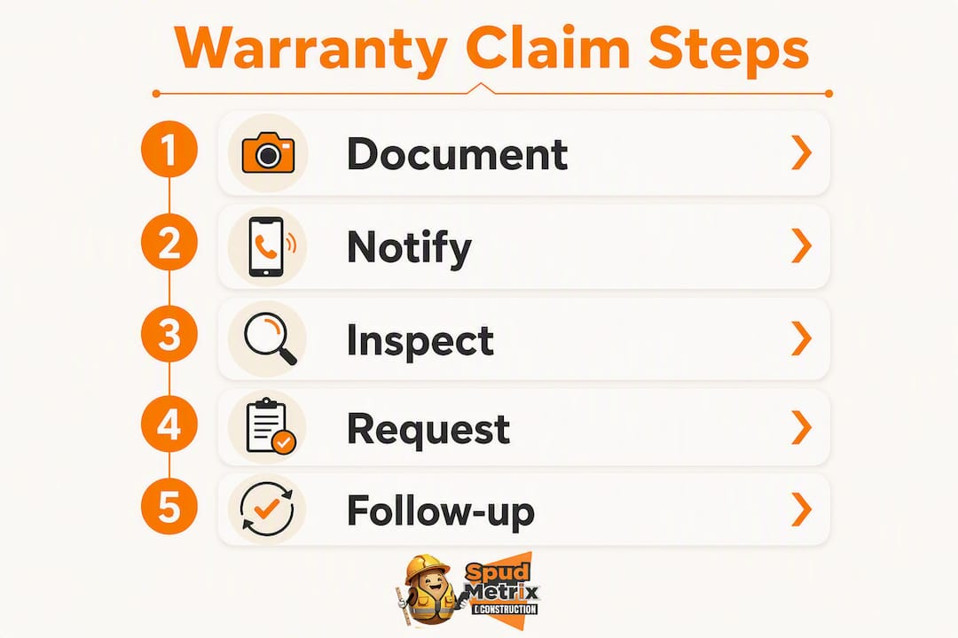 Infographic illustrating warranty claim steps