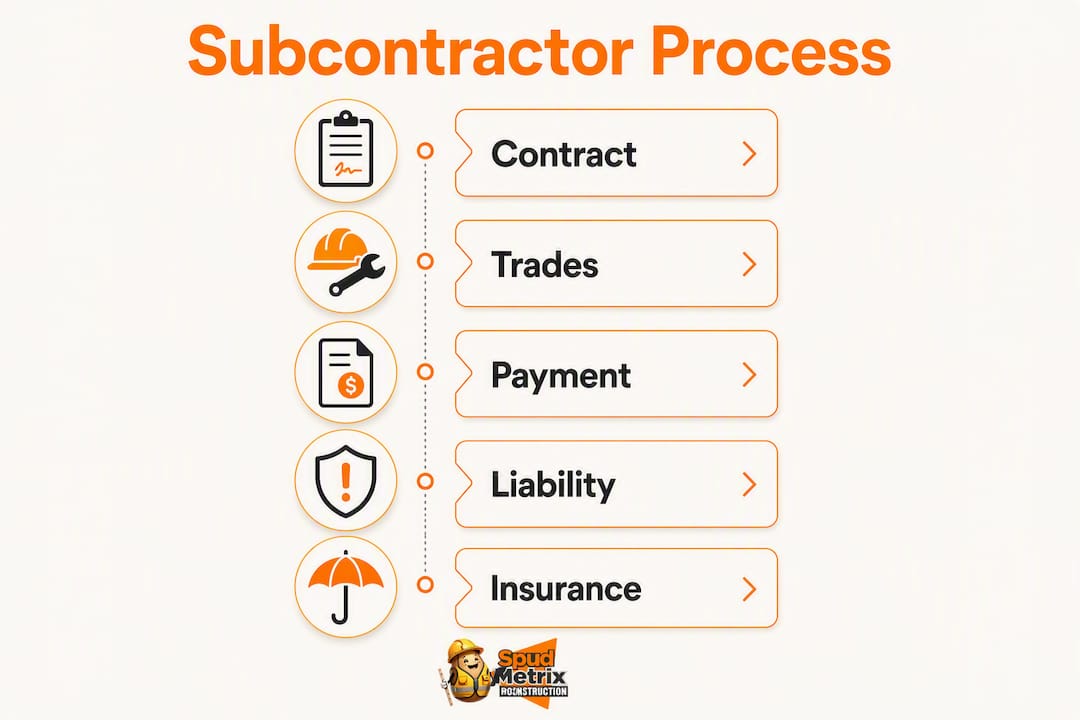 Infographic showing subcontractor process steps