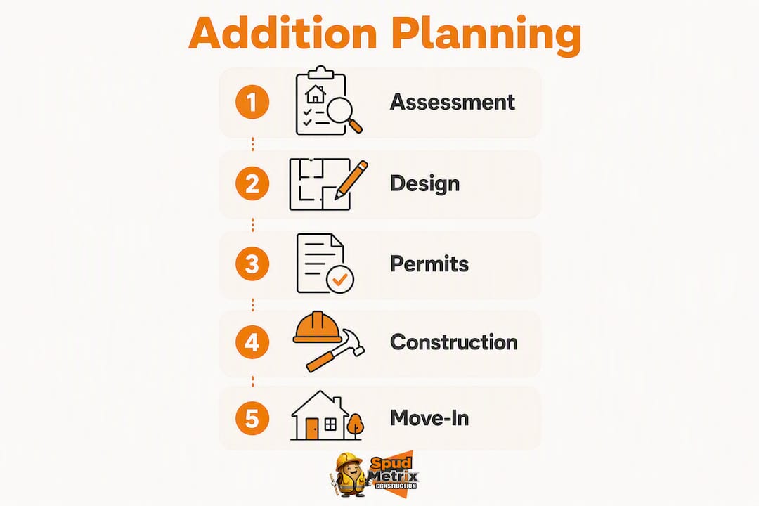 Infographic displaying split-level addition planning steps