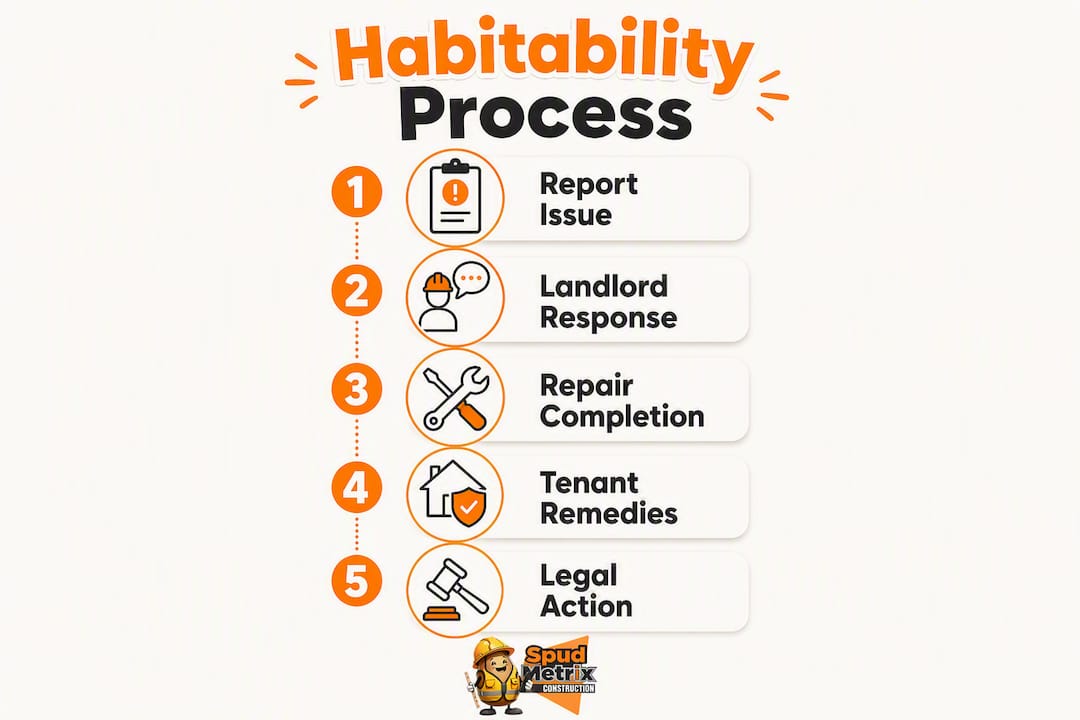 Infographic outlining habitability issue resolution steps