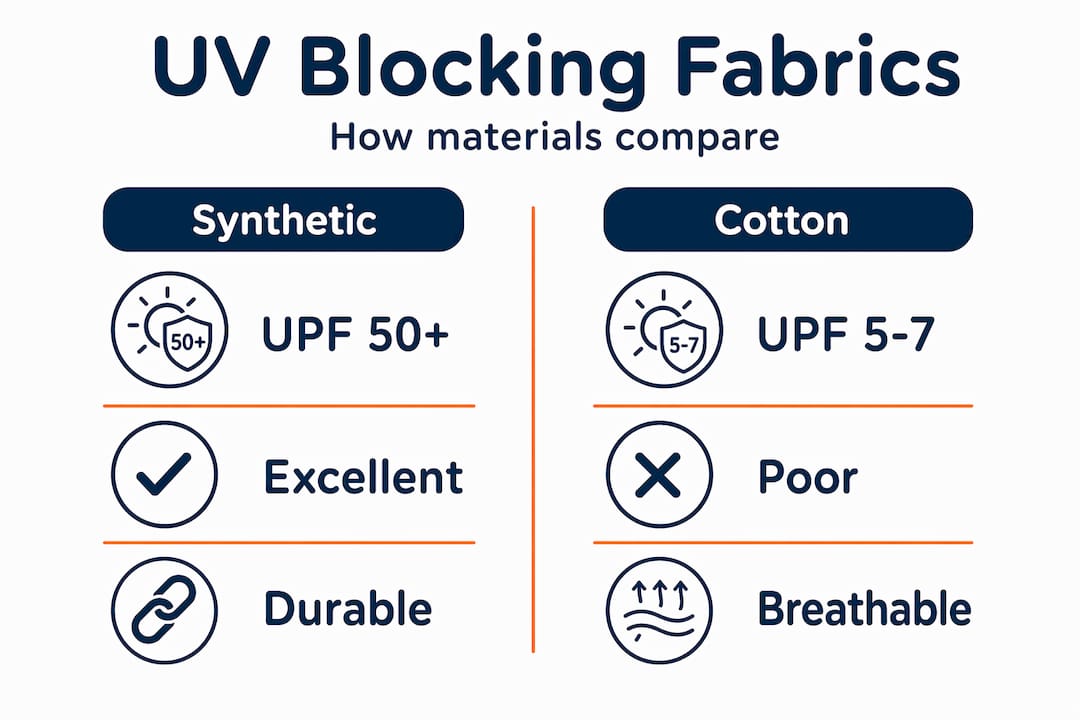 Infographic comparing UV-blocking fabrics