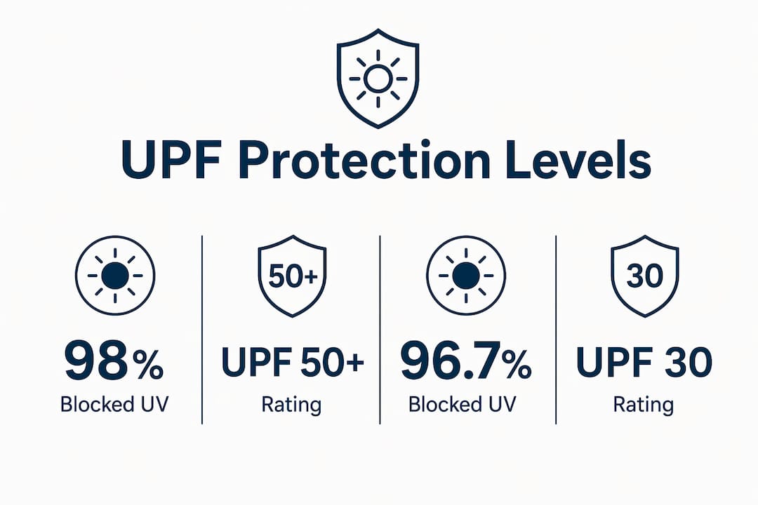 Infographic comparing UPF 50+ and UPF 30 UV protection levels
