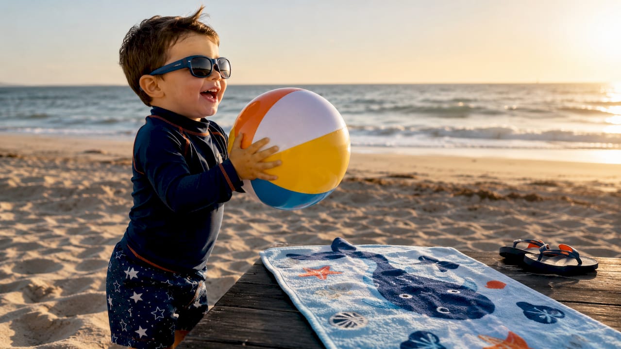 Child wearing polarized sunglasses outdoors
