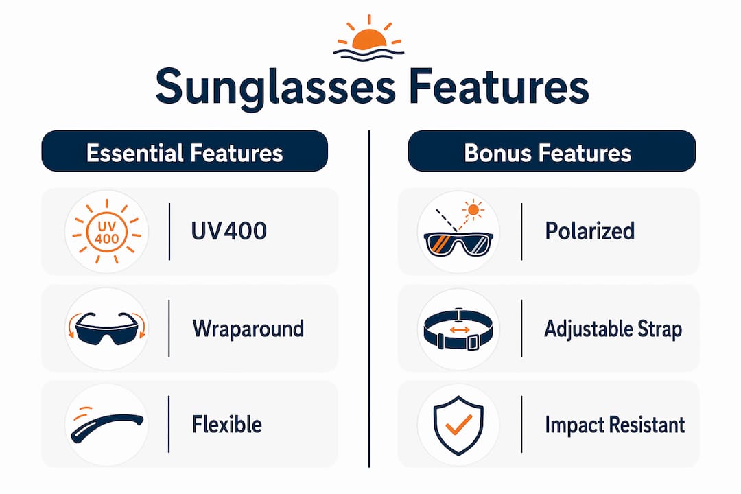 Infographic comparing toddler sunglasses features