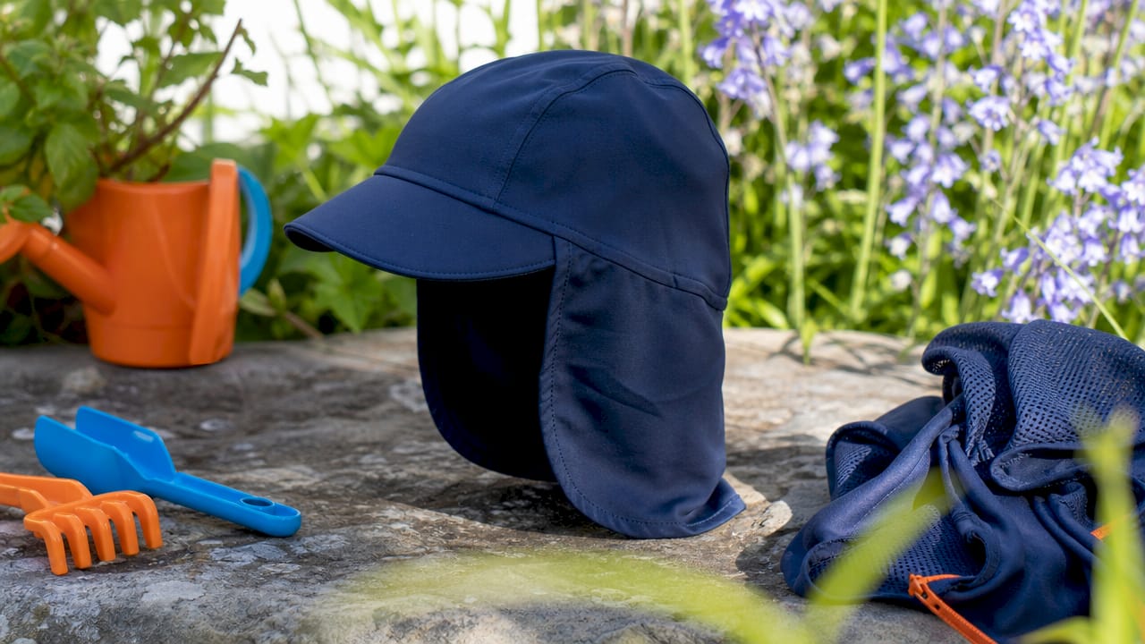Close-up of kids legionnaire hat showing neck flap