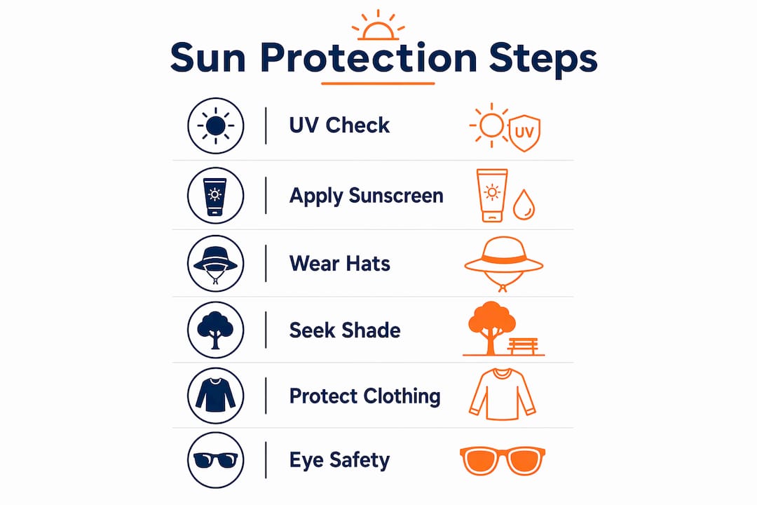 Infographic of child sun protection steps in childcare
