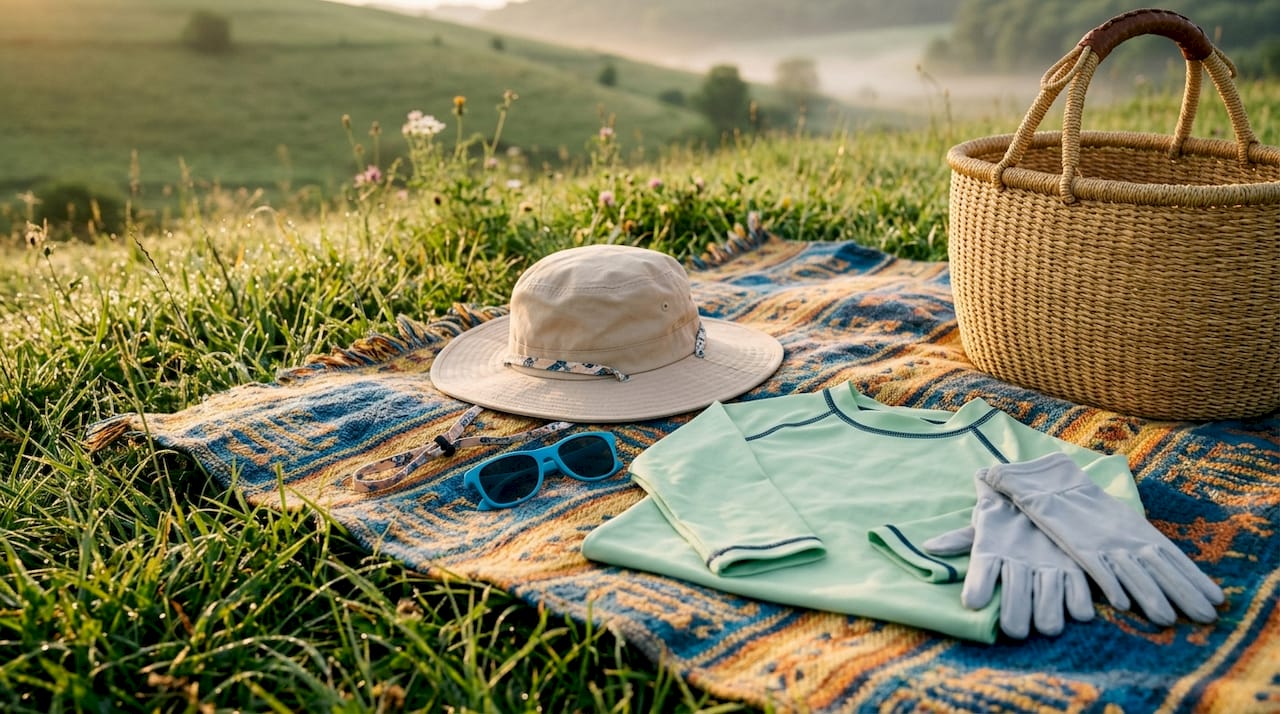 Children's sun protection clothing and accessories outdoors