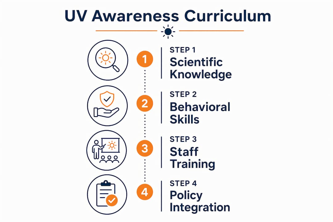 Infographic showing four key steps of UV awareness curriculum