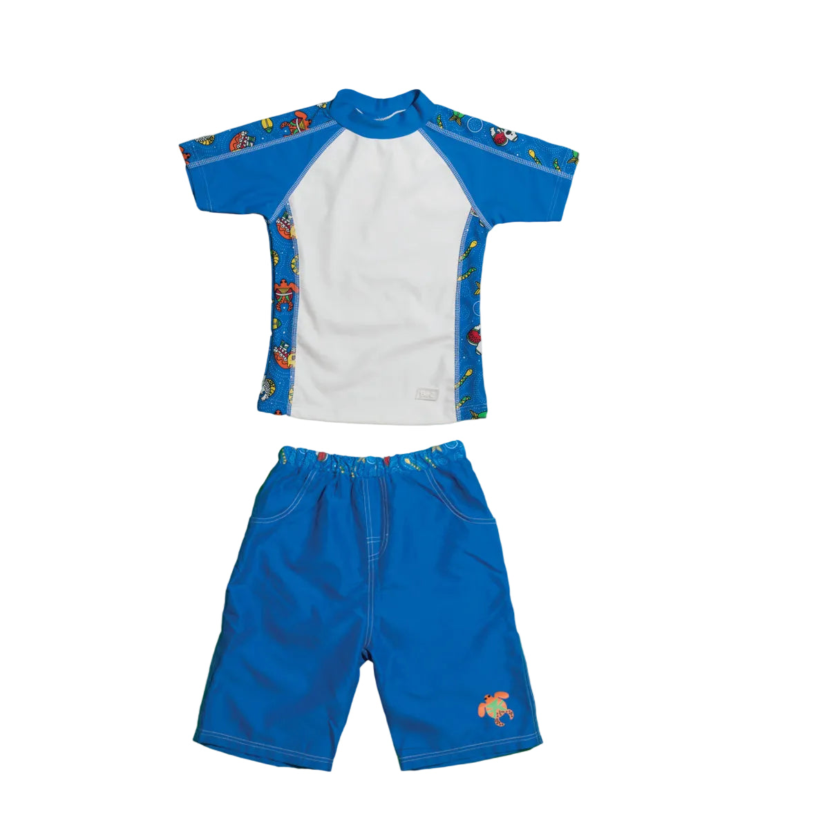 Short Sleeve Rash Guard and Board Shorts Set Coolgardie Blue Size 4