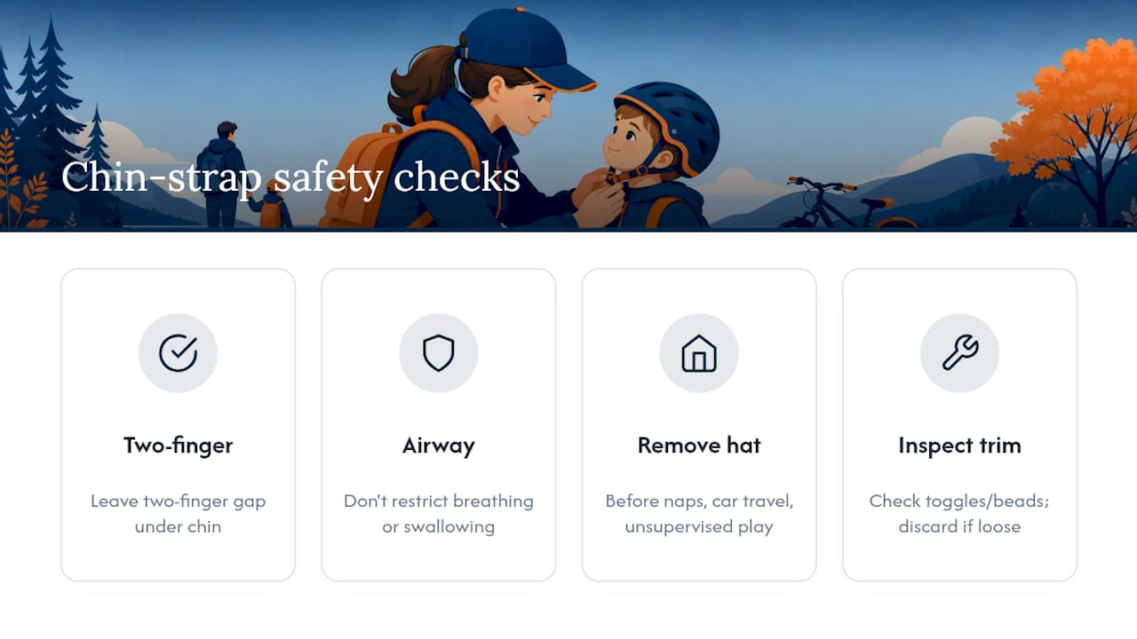 Chin strap safety checklist icons
