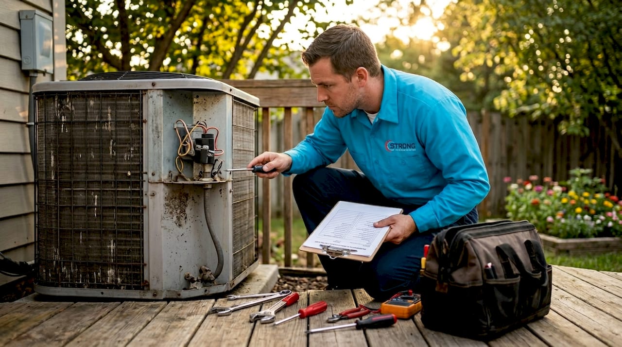 Hidden Hvac Cost Drivers For Homeowners And Managers 3 Technician Inspects Home Air Conditioning Unit