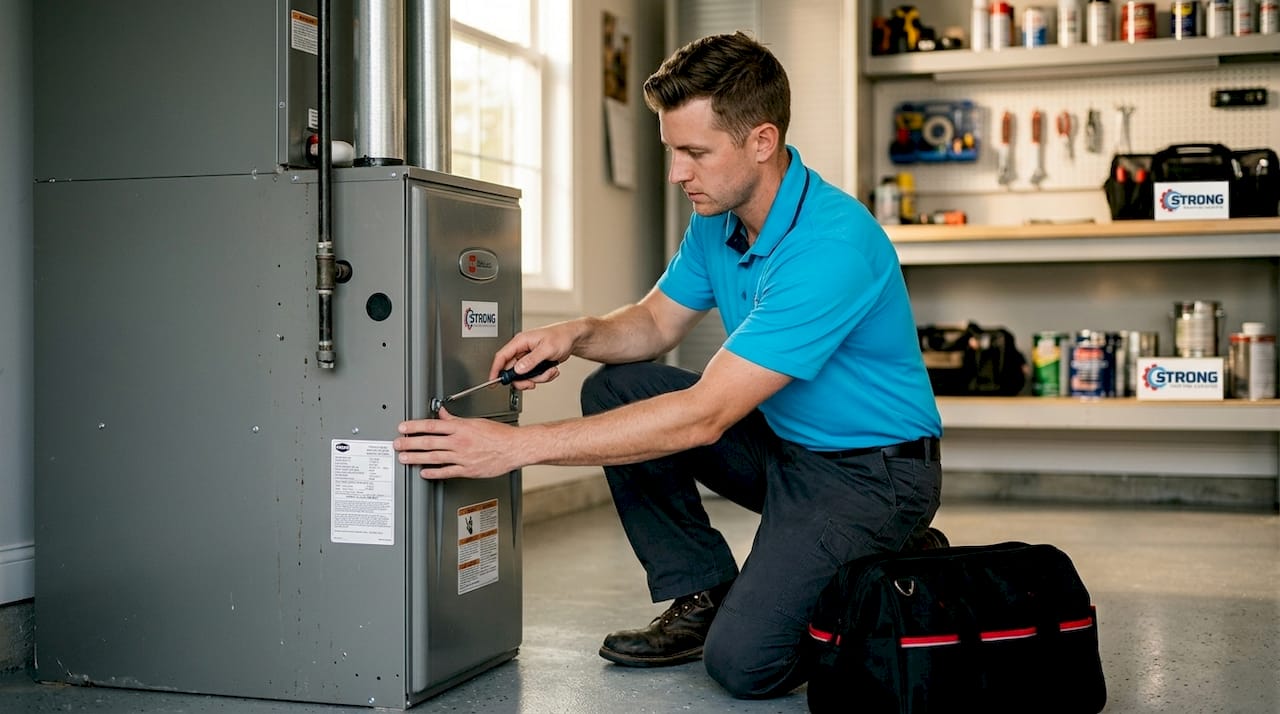 Types Of Hvac Service Contracts: A Homeowner'S Guide 3 Technician Servicing Hvac Unit In Basement