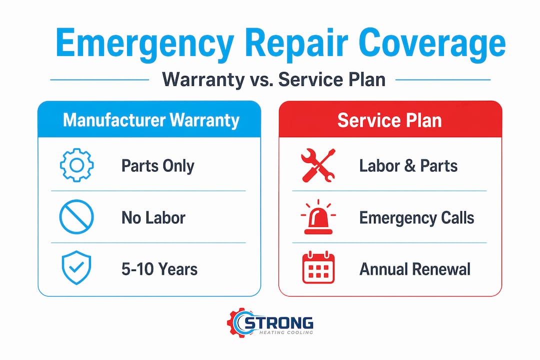 Why Hvac Warranty Covers Emergency Repairs 4 Infographic Comparing Manufacturer Warranty And Service Plan