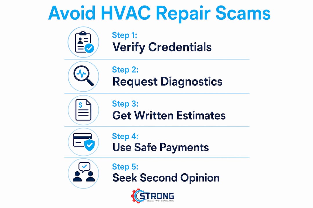 Avoiding Hvac Repair Scams: A Homeowner'S Guide 4 Infographic Listing Steps To Avoid Hvac Repair Scams