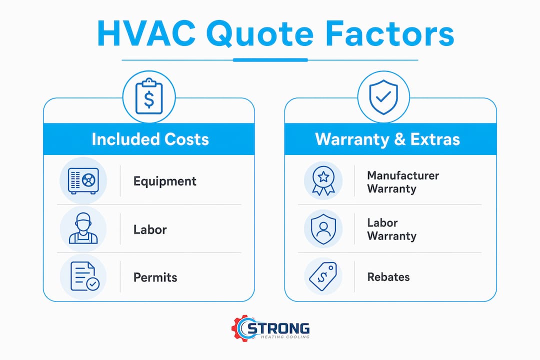 Infographic illustrating comparison of HVAC quote factors