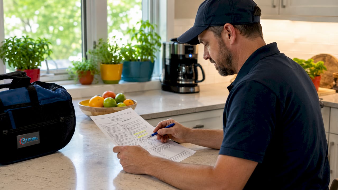 HVAC contractor checking insurance certificate