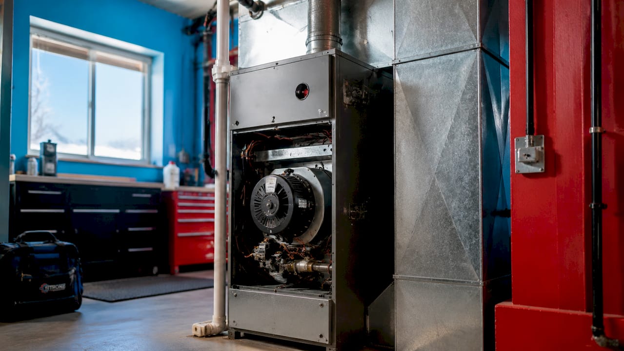 Furnace blower motor with dust indoors