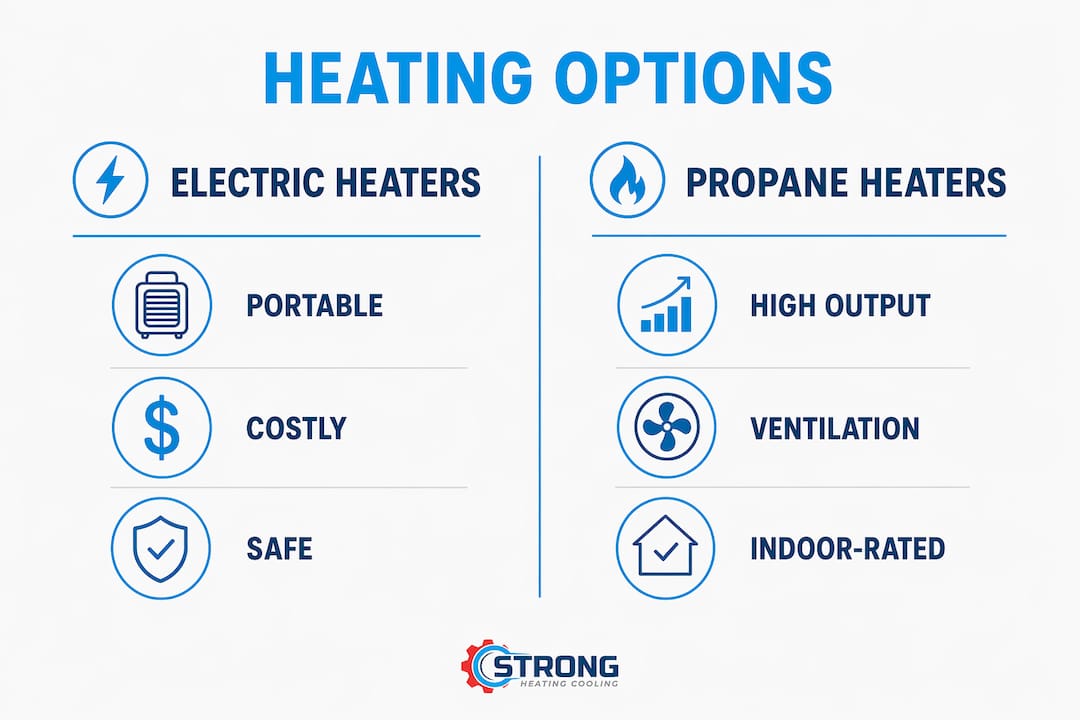 Infographic comparing electric and propane heating options