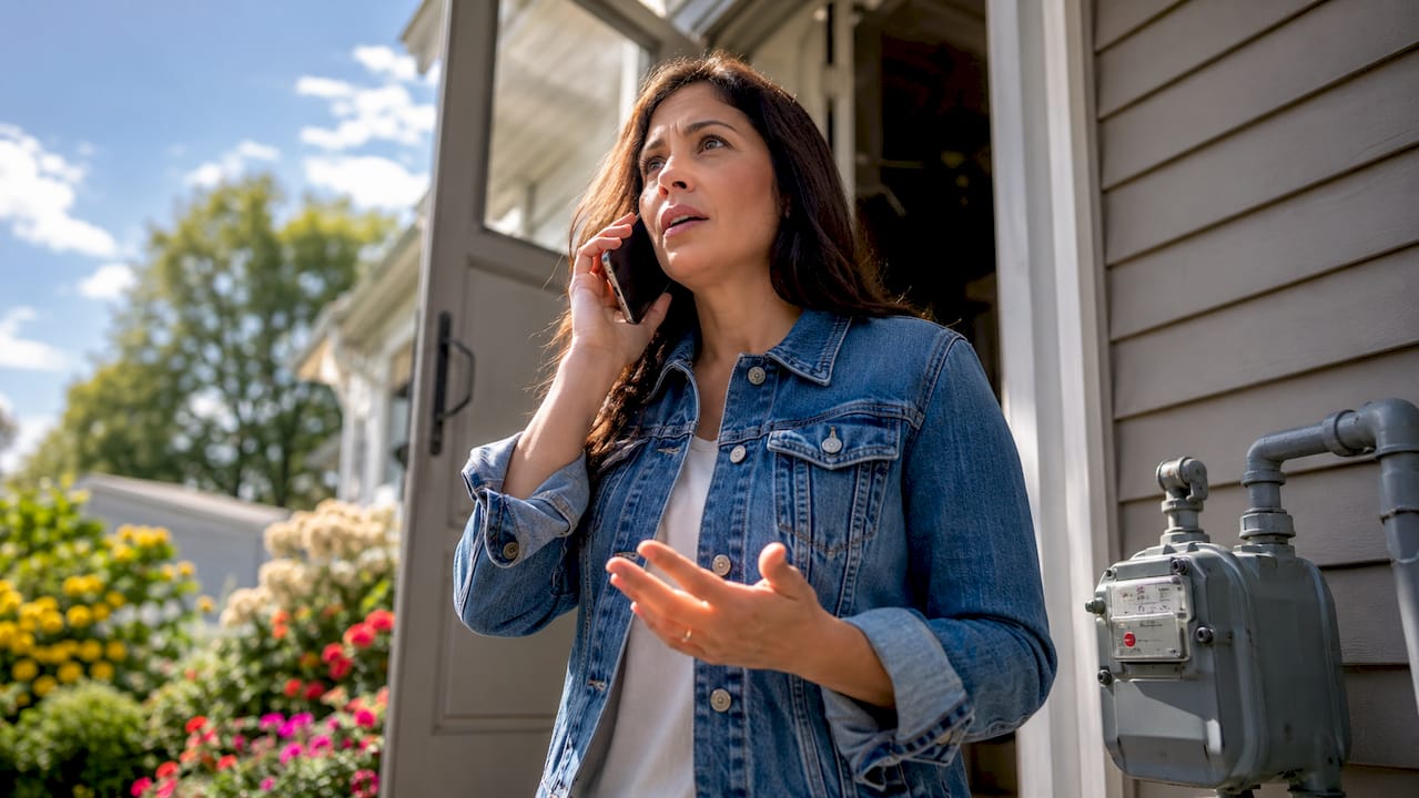 Homeowner calling emergency outside