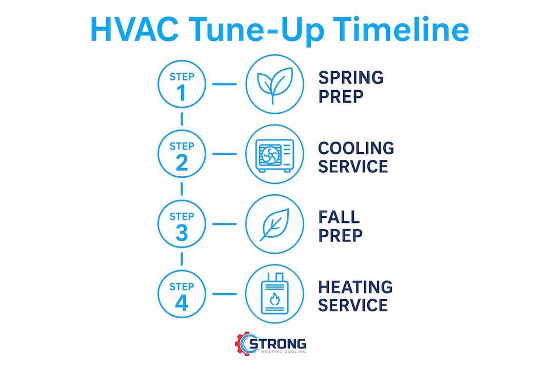 Infographic showing HVAC tune-up schedule steps