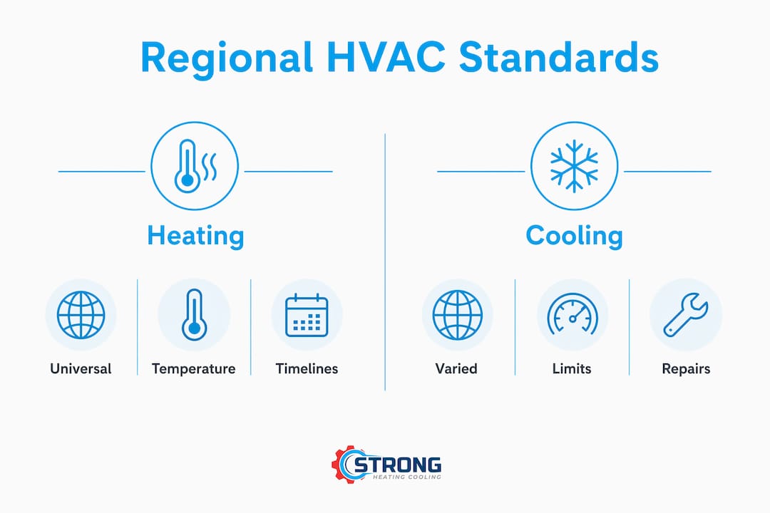 Infographic comparing regional HVAC habitability standards