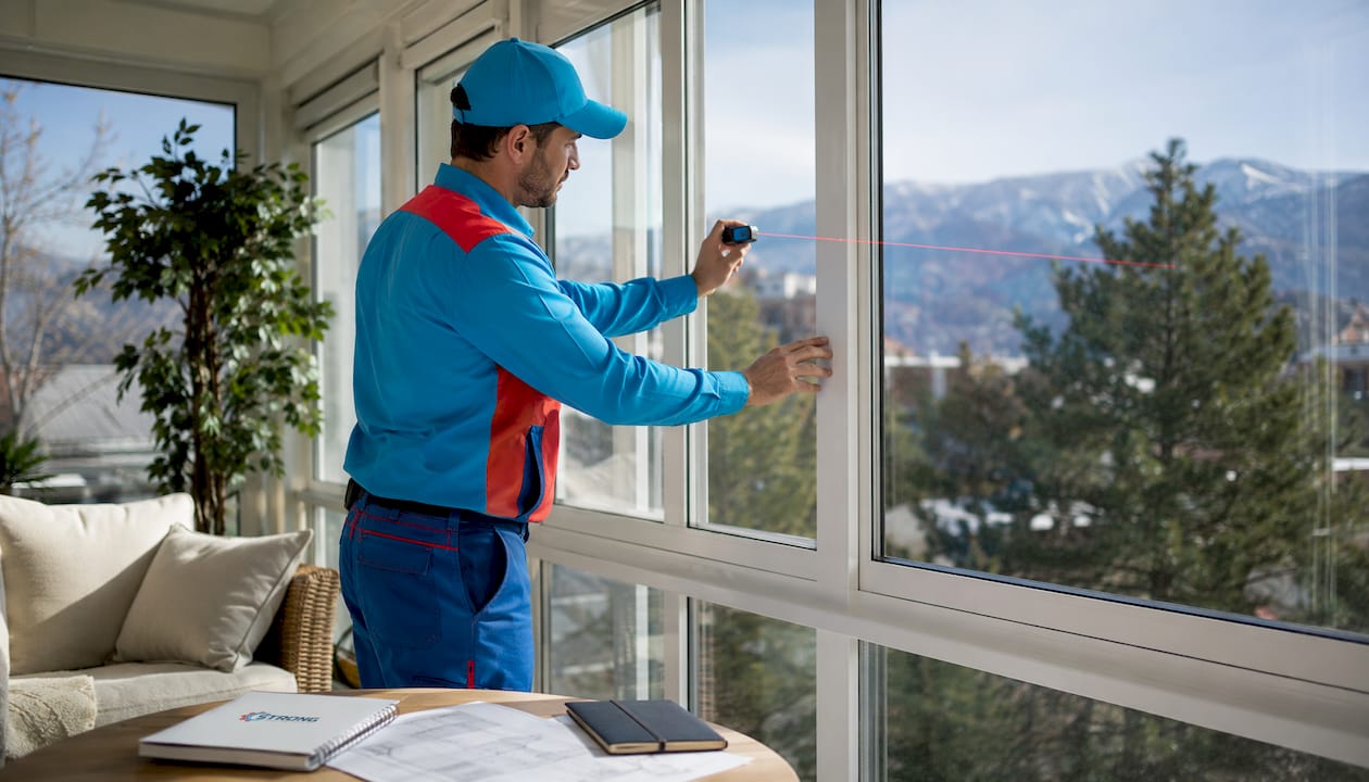 Technician measuring window for load calculation