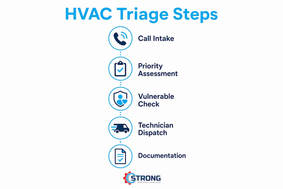 Infographic outlining HVAC triage process steps