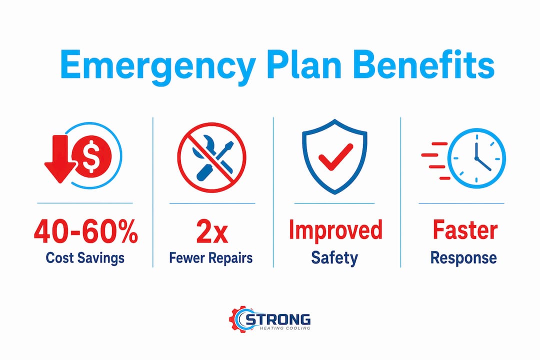 Infographic depicting key benefits of HVAC emergency plans