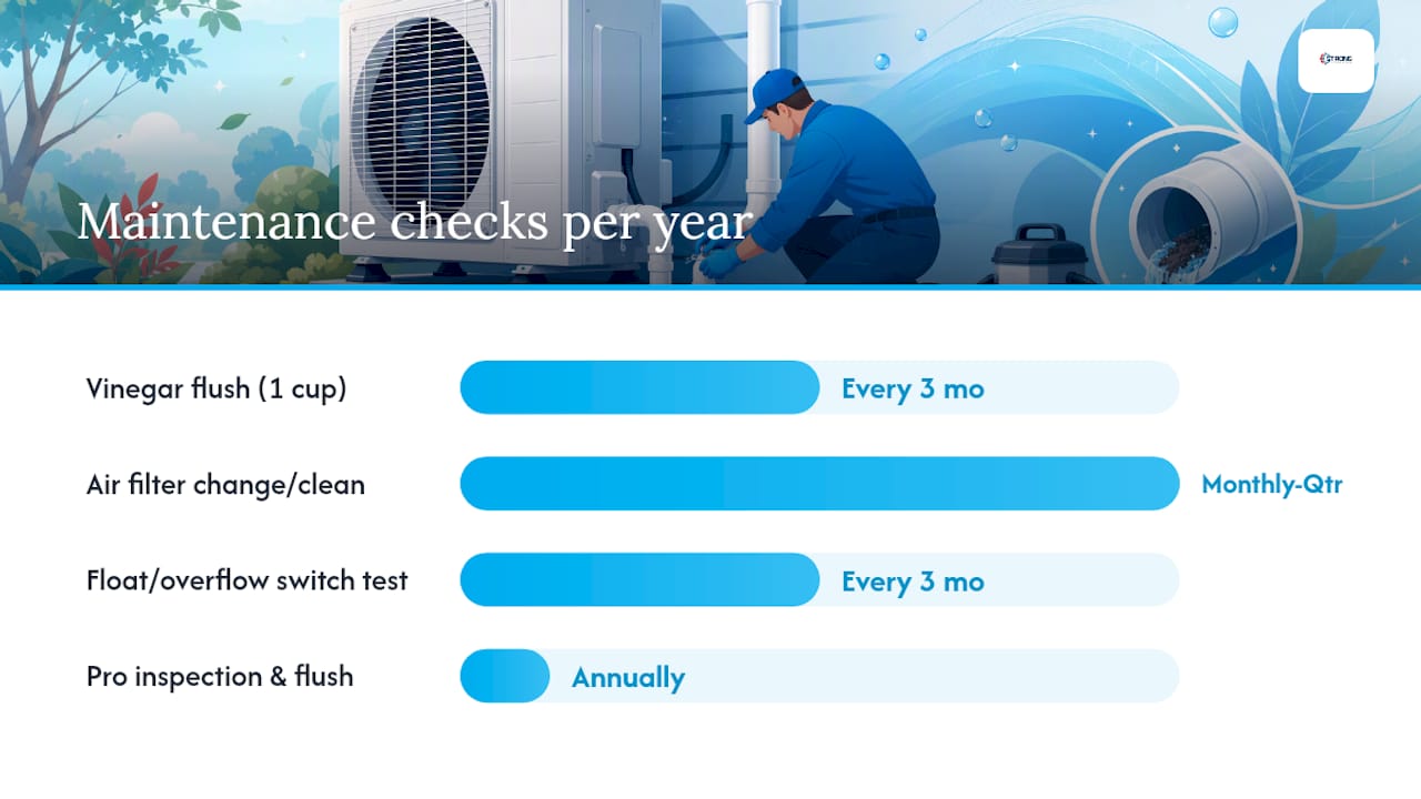 A maintenance routine that keeps the drain line clear — overview diagram