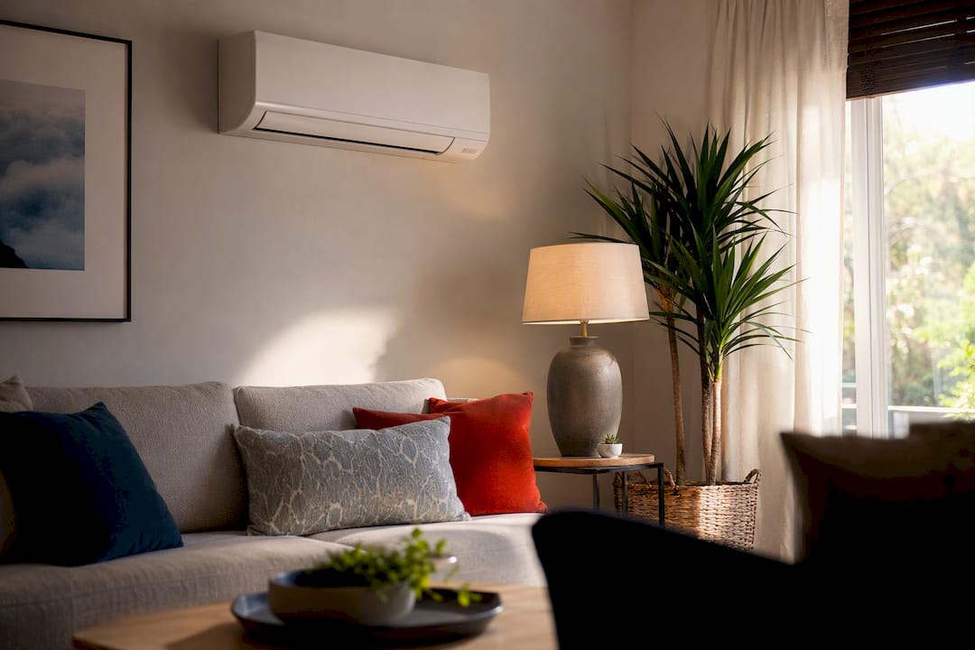 Ductless mini-split indoor AC unit on wall