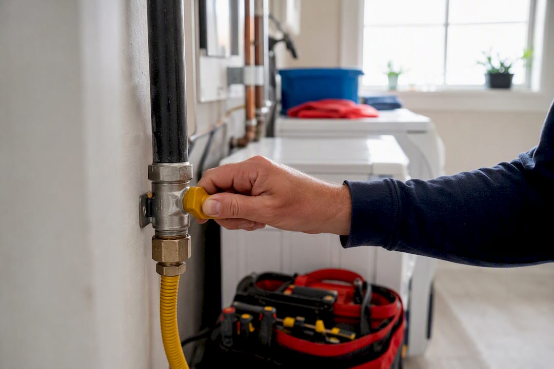 Hand turning gas shutoff valve for safety
