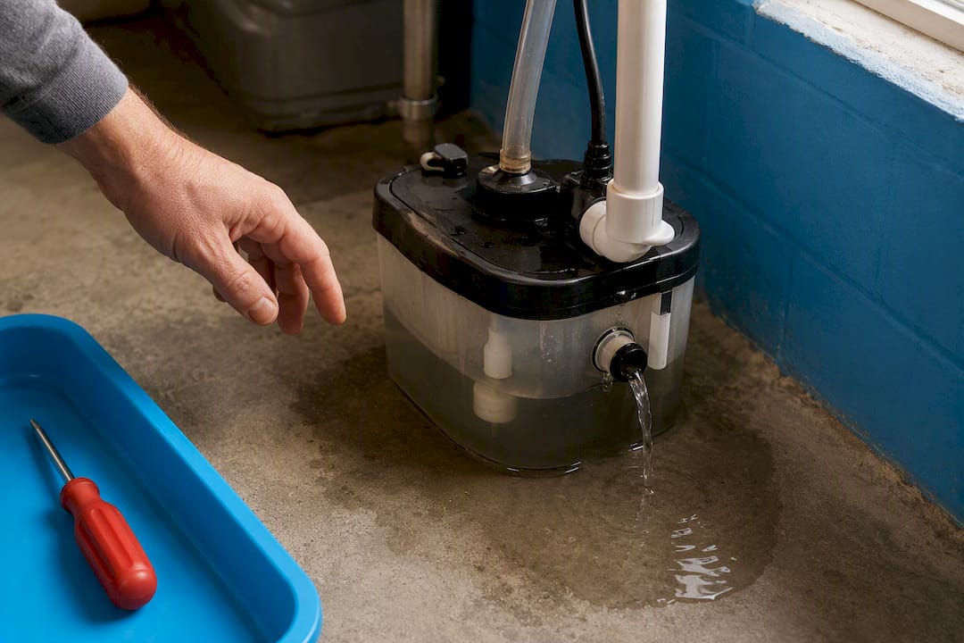 Overflowing condensate pump reservoir