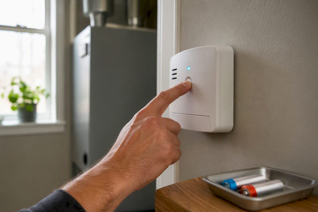 Hand testing a carbon monoxide alarm