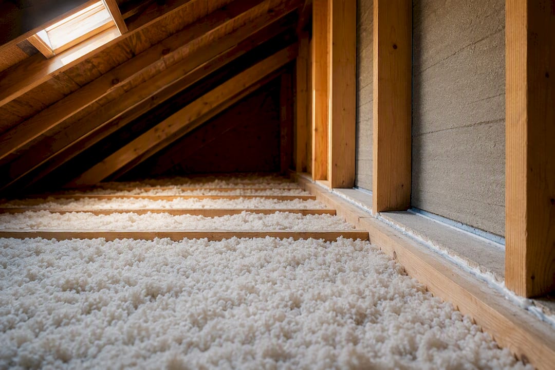 Attic insulation around sealed wall framing