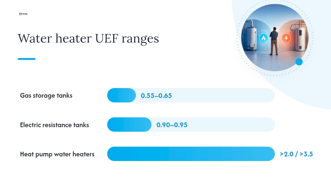 Water heater efficiency ratings compared by UEF