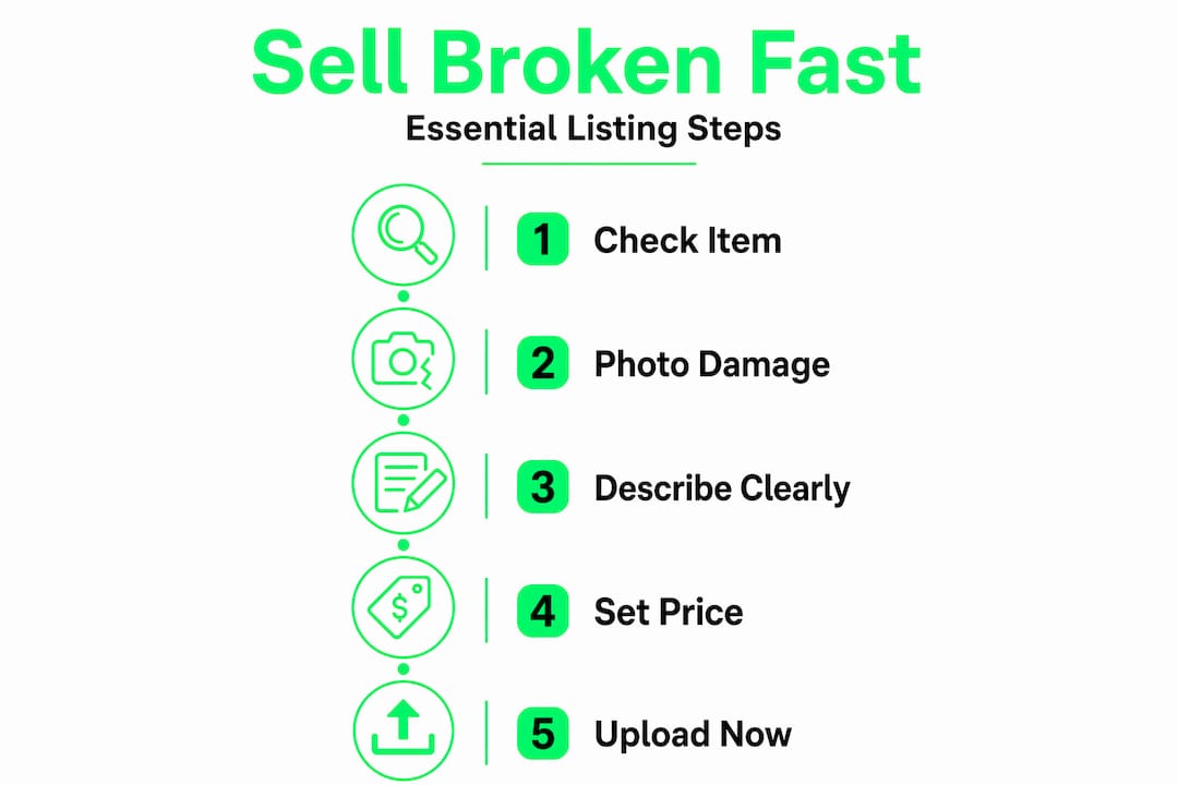 Infographic showing top steps to sell broken items