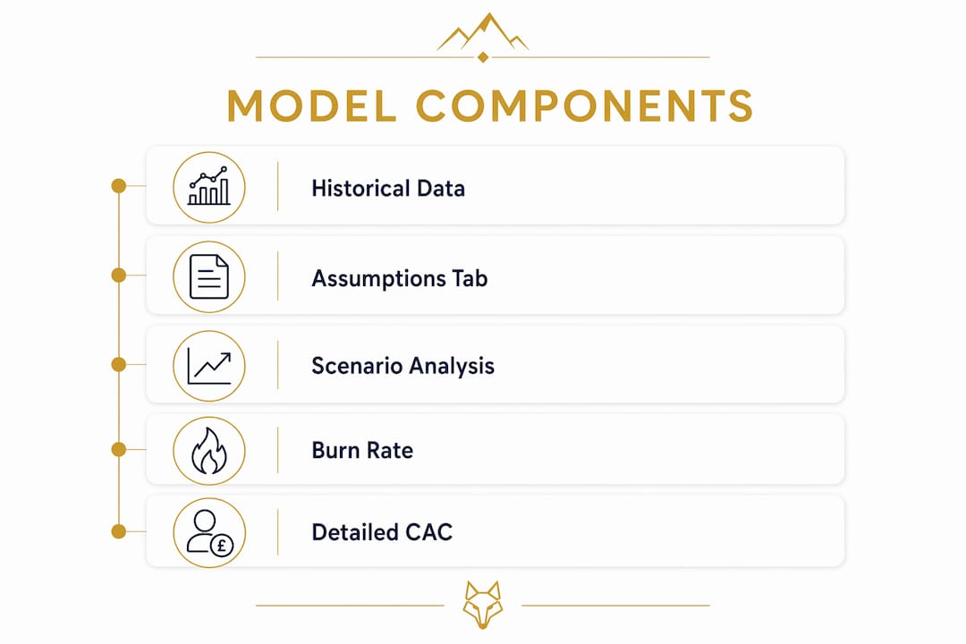 Infographic outlining financial model components