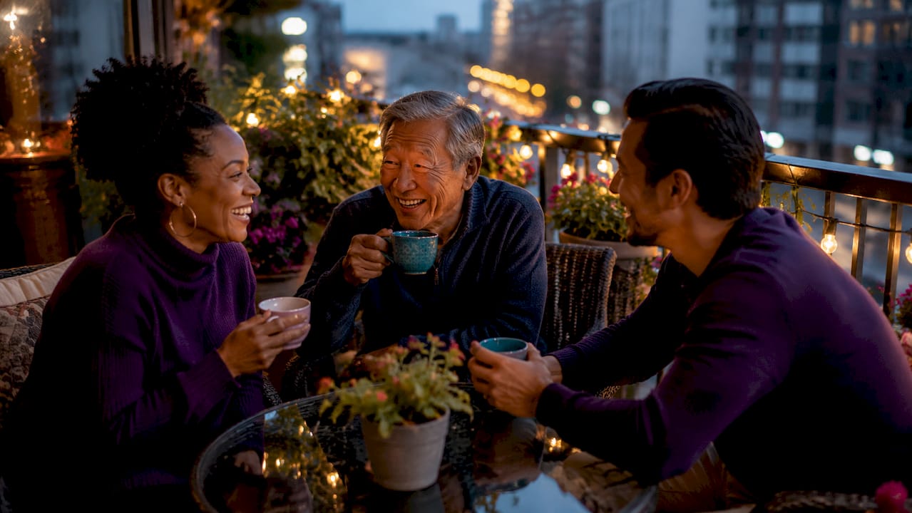 Group enjoying supportive social interaction outdoors