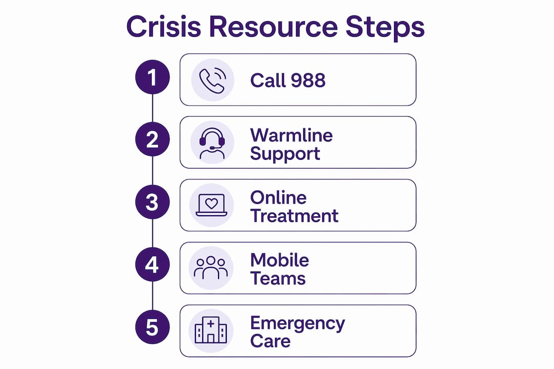 Infographic showing steps in depression crisis resource usage