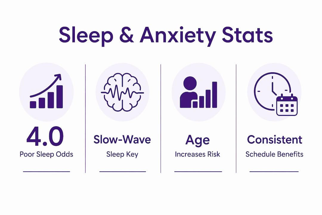 Infographic of sleep and anxiety key statistics