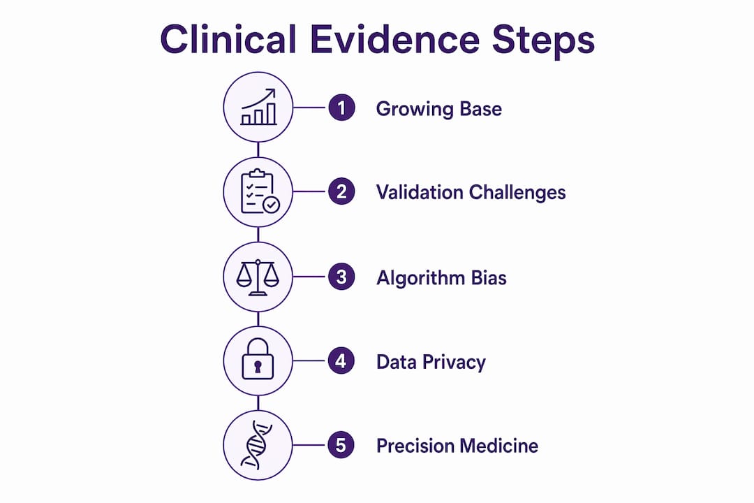 Infographic outlining clinical evidence steps for mental health tech