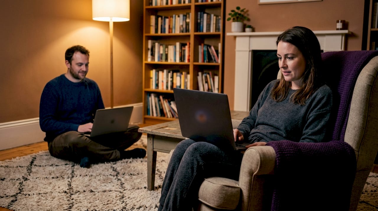 Two people in virtual peer support video session