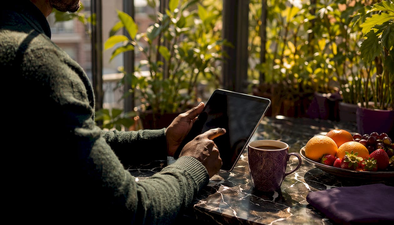 Hands using tablet for cognitive training